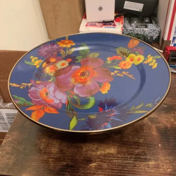 COPY - MacKenzie-Childs Flower Market / Courtly Check SmallPedestal Platter L…